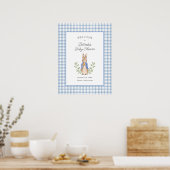 Peter Rabbit Blue Gingham Baby Shower Welcome Poster (Küche)