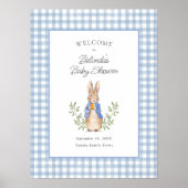 Peter Rabbit Blue Gingham Baby Shower Welcome Poster (Vorne)