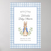 Peter Rabbit Blue Gingham Baby Shower Welcome Poster (Vorne)