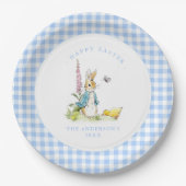 Peter Rabbit Blue Gingham Grenzer Ostern Pappteller (Vorderseite)