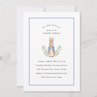 Peter Rabbit Blue Vintag Baby Dusche Einladung