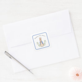 Peter Rabbit Blue Vintag Baby Dusche Quadratischer Aufkleber