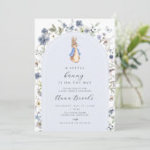 Peter rabbit Blumenjungen Baby Shower Einladung (Stehend Vorderseite)