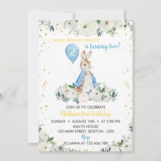 Peter Rabbit Boy Birthday Einladung (Vorderseite)