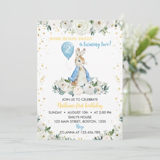 Peter Rabbit Boy Birthday Einladung (Stehend Vorderseite)