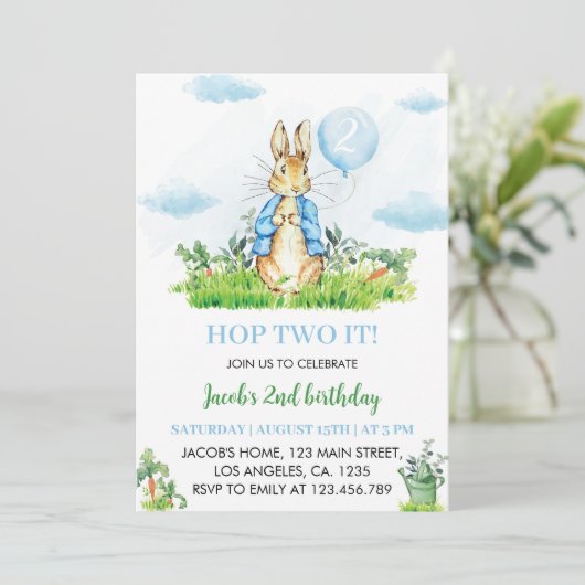 Peter Rabbit Boy Birthday Einladung (Stehend Vorderseite)