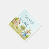 Peter Rabbit Boy First Birthday Watercolor Serviette (Ecke)