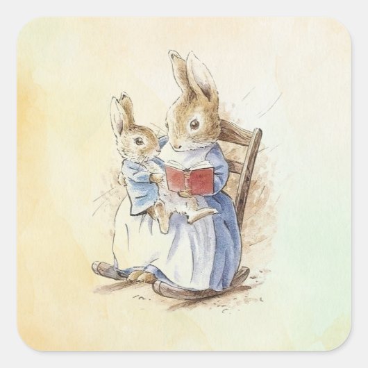 Peter Rabbit (Buch) Quadratischer Aufkleber (Vorderseite)