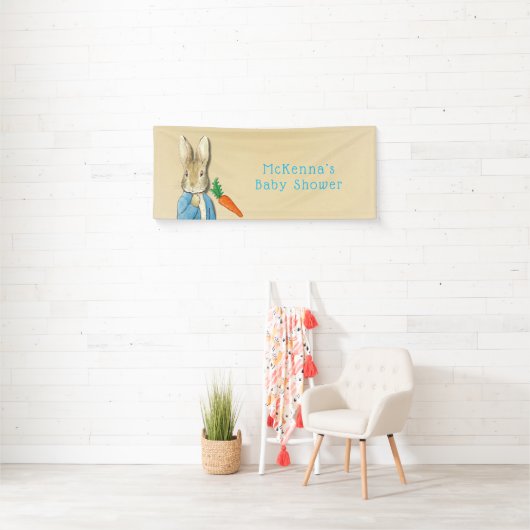 Peter Rabbit Carrots and Stars Boy Baby Shower Banner (Insitu)