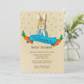 Peter Rabbit Carrots and Stars Boy Baby Shower Einladung (Stehend Vorderseite)