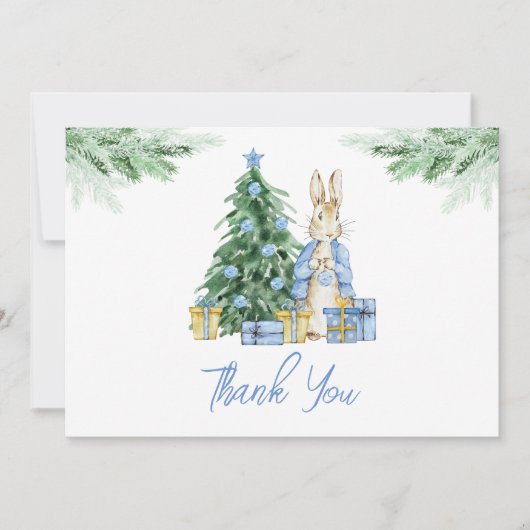 Peter Rabbit Christmas Baby Shower Dankeskarte (Vorderseite)