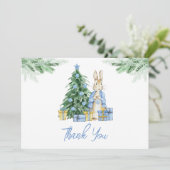 Peter Rabbit Christmas Baby Shower Dankeskarte (Stehend Vorderseite)