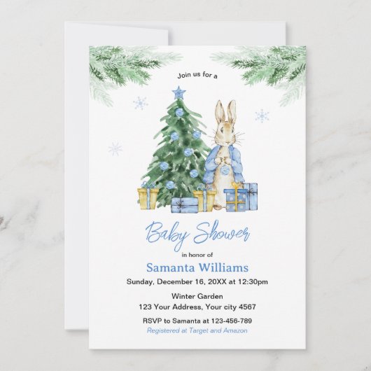Peter Rabbit Christmas Baby Shower Einladung (Vorderseite)