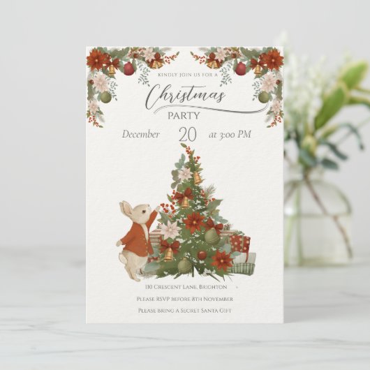 Peter Rabbit Christmas Einladung (Stehend Vorderseite)