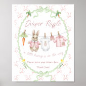 Peter Rabbit Clothesline Baby Shower Diaper Raffle Poster (Vorne)