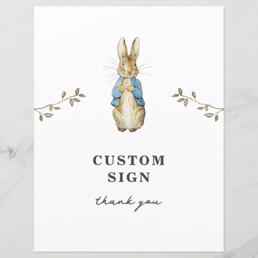 Peter Rabbit Custom Party Sign (Vorderseite)
