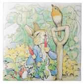 "Peter Rabbit Eats a Carrot" von Beatrix Potter Fliese (Vorderseite)
