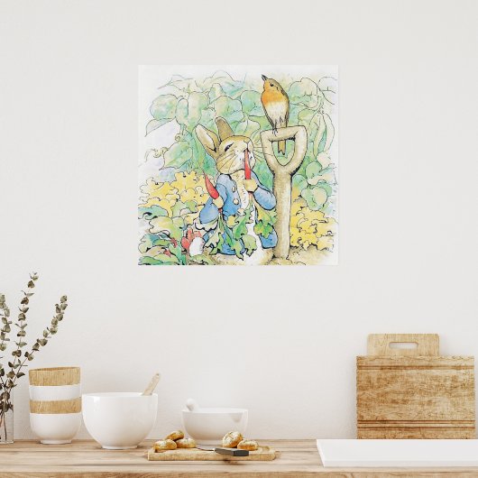 "Peter Rabbit Eats a Carrot" von Beatrix Potter Poster (Küche)