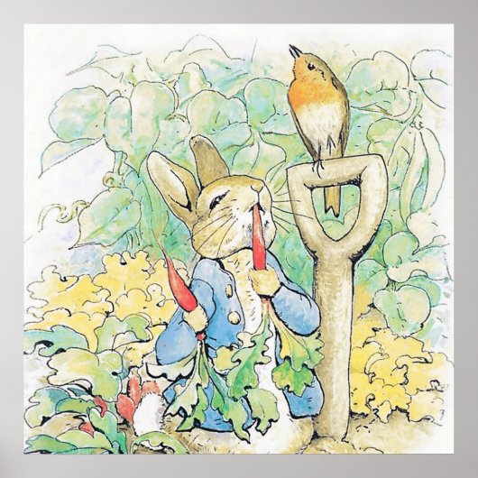 "Peter Rabbit Eats a Carrot" von Beatrix Potter Poster (Vorne)