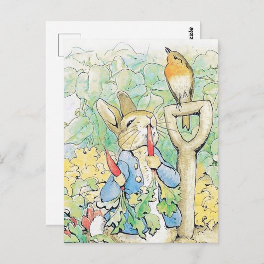 "Peter Rabbit Eats a Carrot" von Beatrix Potter Postkarte (Vorne/Hinten)