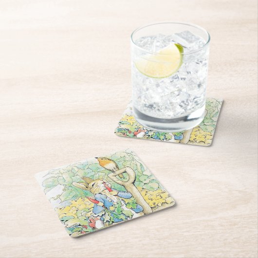 "Peter Rabbit Eats a Carrot" von Beatrix Potter Rechteckiger Pappuntersetzer (Vor Ort)