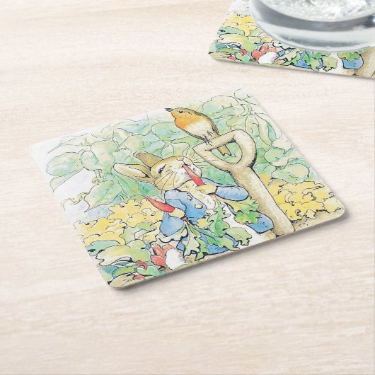 "Peter Rabbit Eats a Carrot" von Beatrix Potter Rechteckiger Pappuntersetzer (angewinkelt)