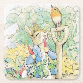 "Peter Rabbit Eats a Carrot" von Beatrix Potter Rechteckiger Pappuntersetzer (Vorderseite)