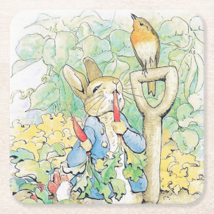 "Peter Rabbit Eats a Carrot" von Beatrix Potter Rechteckiger Pappuntersetzer