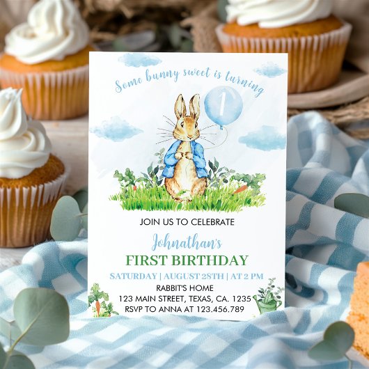 Peter Rabbit Einladung zum ersten Geburtstag