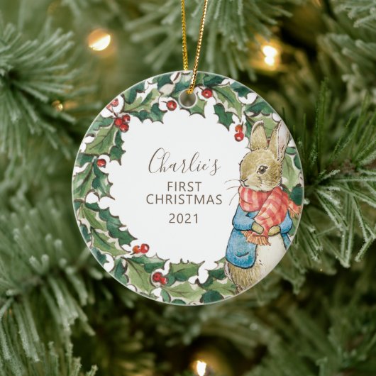 Peter Rabbit | Erste Weihnachten des Kindes mit Fo Keramik Ornament (Baum)