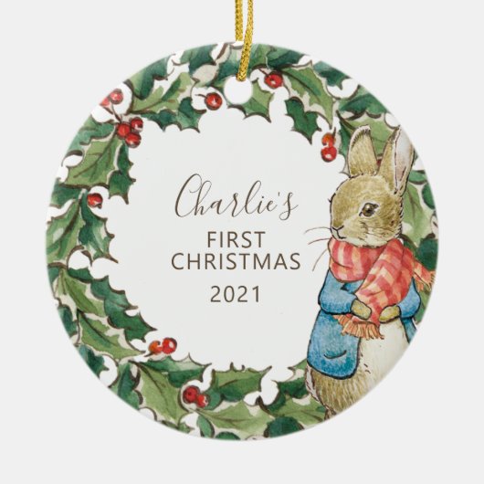 Peter Rabbit | Erste Weihnachten des Kindes mit Fo Keramik Ornament (Vorne)