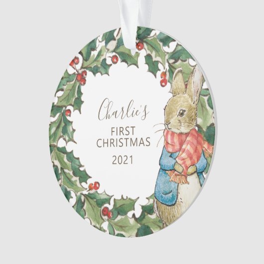 Peter Rabbit | Erste Weihnachten des Kindes mit Fo Ornament (Vorderseite)