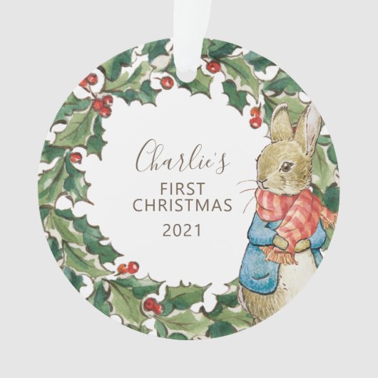 Peter Rabbit | Erste Weihnachten des Kindes mit Fo Ornament (Vorderseite)
