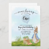 Peter Rabbit Erster Geburtstag, Bunny, 1. Geburtst Einladung (Vorne/Hinten)
