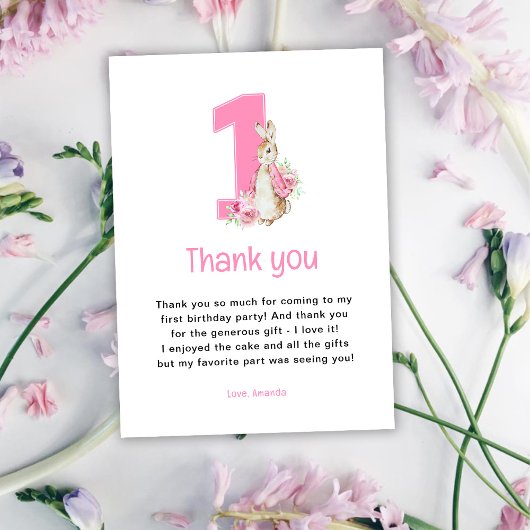 Peter Rabbit | Erster Geburtstag Dankeskarte