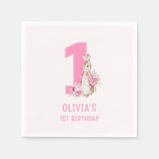 Peter Rabbit | Erster Geburtstag Serviette (Vorderseite)