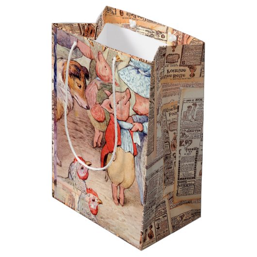 Peter Rabbit (Ferkel) Gewebepapier Mittlere Geschenktüte (Rückseite Schrägansicht)