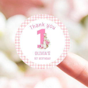 Peter Rabbit First Geburtstag Runder Aufkleber