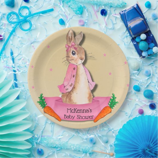Peter Rabbit Flopsy Pink Girl Baby Dusche Pappteller (Party)