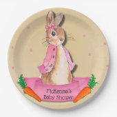 Peter Rabbit Flopsy Pink Girl Baby Dusche Pappteller (Vorderseite)