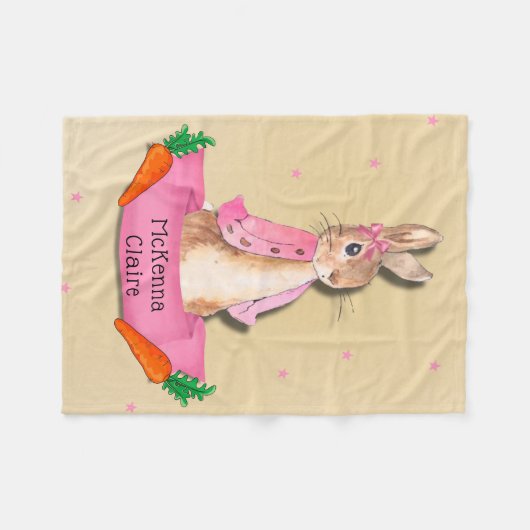 Peter Rabbit Flopsy Pink Girl Custom Fleecedecke (Vorderseite (Horizontal))
