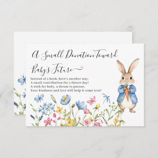 Peter Rabbit Floral eine kleine Spendendusche Begleitkarte (Vorne/Hinten)