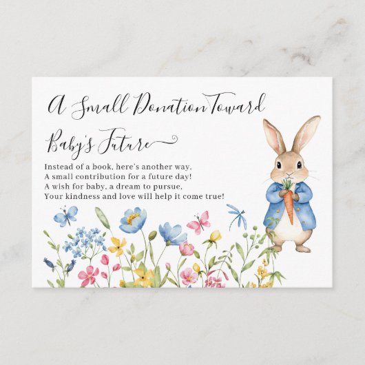 Peter Rabbit Floral eine kleine Spendendusche Begleitkarte (Vorderseite)