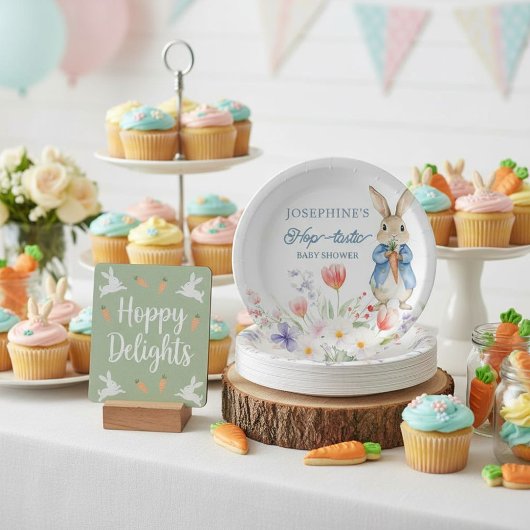 Peter Rabbit Floral Hop-tastic Baby Shower Pappteller