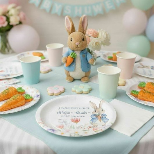 Peter Rabbit Floral Hop-tastic Baby Shower Pappteller