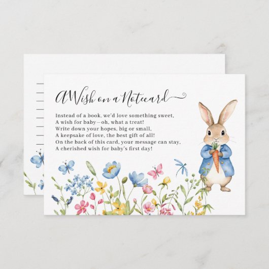 Peter Rabbit Floral will auf einer Notecard Baby D Begleitkarte (Vorne/Hinten)