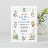 Peter Rabbit Friends Baby Shower Einladung (Stehend Vorderseite)