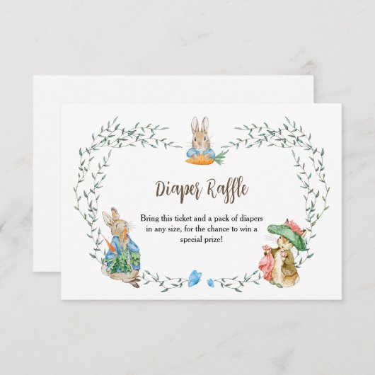 Peter Rabbit Friends Diaper Raffle RSVP Karte (Vorne/Hinten)