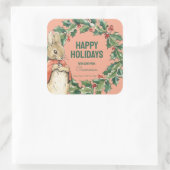 Peter Rabbit | Frohe Weihnachten von Quadratischer Aufkleber (Tasche)