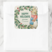 Peter Rabbit | Frohe Weihnachten von Quadratischer Aufkleber (Tasche)